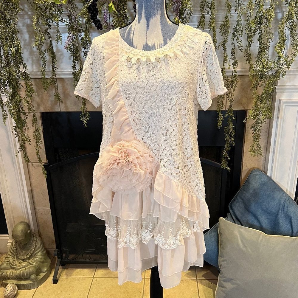 Simply Couture lace ruffle dress L